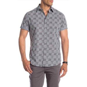Robert Graham Geometric Print Short Sleeve Shirt Polo Cotton Classic Fit Top